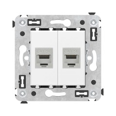 Avanti Компьютерная розетка RJ-45 без шторки в стену, кат.5е двойная,экранированная Белое облако