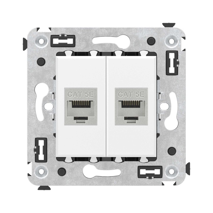 Avanti Компьютерная розетка RJ-45 без шторки в стену, кат.5е двойная,экранированная Белое облако