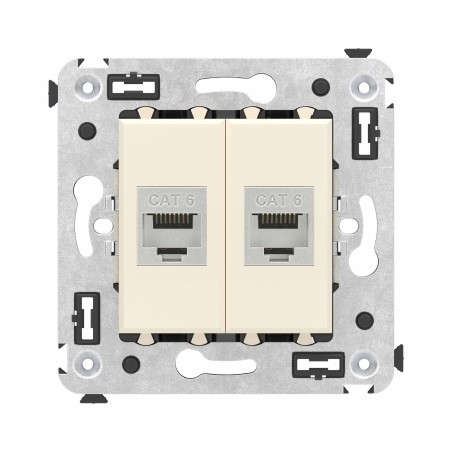 Avanti Компьютерная розетка RJ-45 без шторки в стену, кат.6 двойная экранированная, Ванильная дымка