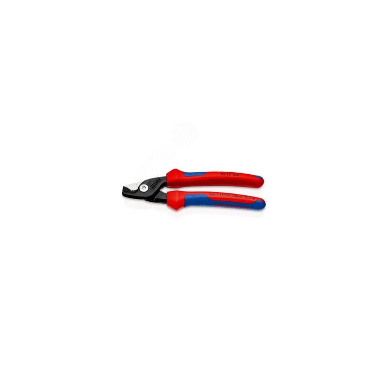 KNIPEX StepCut кабелерез, ступенчатый рез, рез кабель d 15 мм (50 мм2, AWG 1/0), L-160 мм, чёрный, двукомпонентные рукоятки, с д