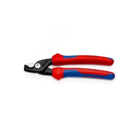 KNIPEX StepCut кабелерез, ступенчатый рез, рез кабель d 15 мм (50 мм2, AWG 1/0), L-160 мм, чёрный, двукомпонентные рукоятки, с д