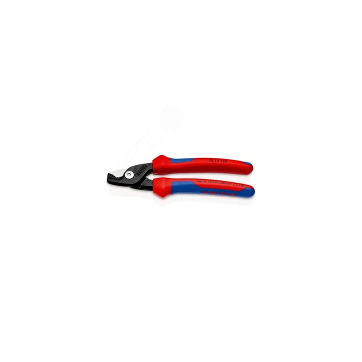 KNIPEX StepCut кабелерез, ступенчатый рез, рез кабель d 15 мм (50 мм2, AWG 1/0), L-160 мм, чёрный, двукомпонентные рукоятки, с д