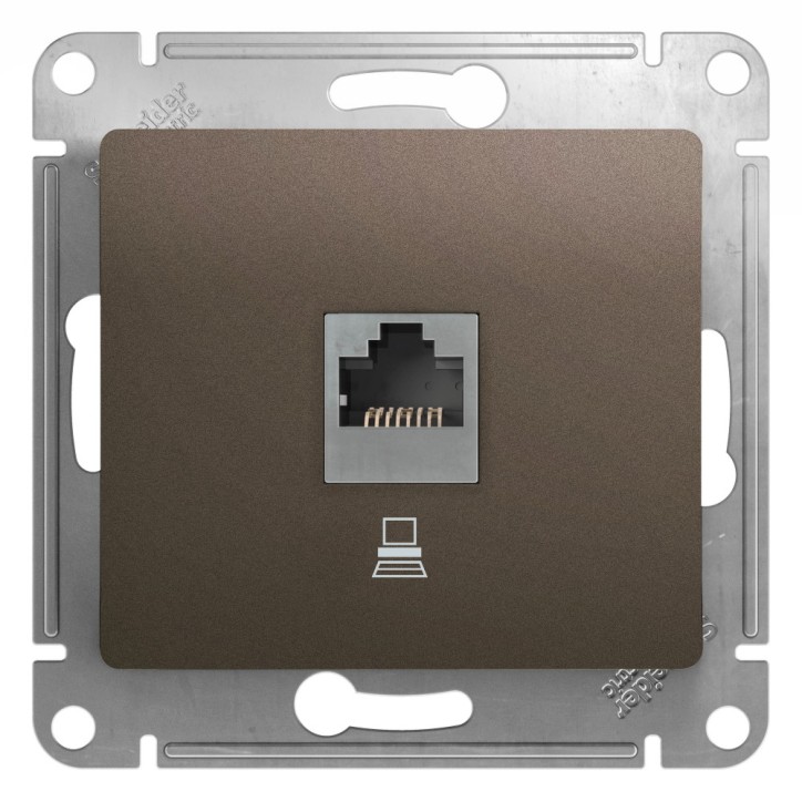 GLOSSA Розетка компьютерная RJ45 категория 5E шоколад в рамку GLOSSA Розетка компьютерная RJ45 категория 5E шоколад в рамку