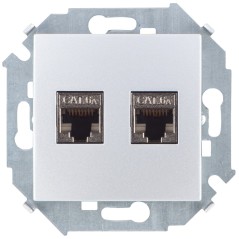 Розетка для передачи данных 2xRJ45 Cat.6A FTP (AMP) цвета алюминий S15