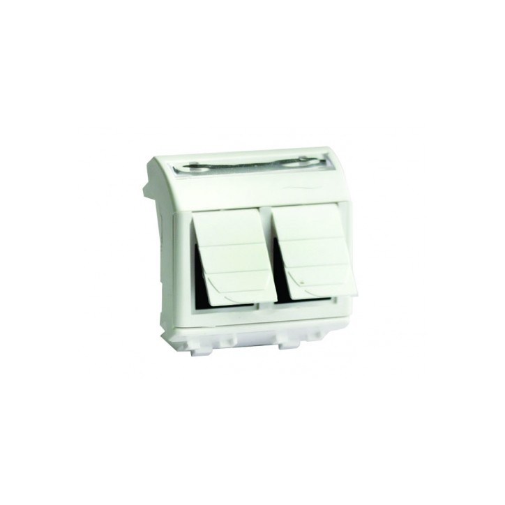 Розетка компьютерная двойная RJ45 категория 6 экран Brava слоновая кость 2 модуля Розетка компьютерная двойная RJ45 категория 6 экран Brava слоновая кость 2 модуля