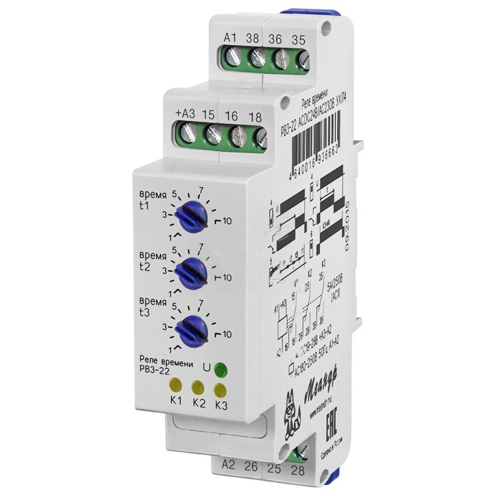 Реле времени РВ3-22 ACDC24В/AC230В УХЛ2 диапазон выдержек времени 1с-30ч