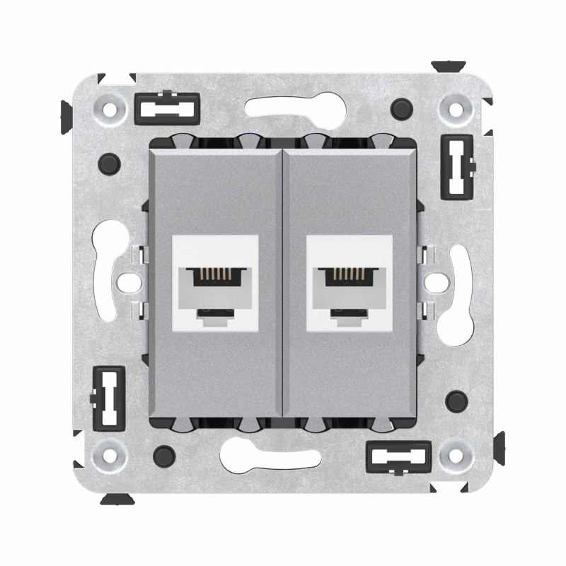 Avanti Телефонная розетка RJ-12 без шторки в стену двойная, Закаленная сталь