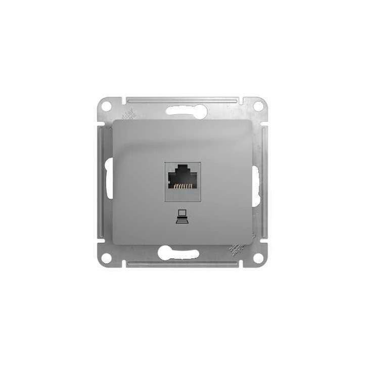 GLOSSA Розетка компьютерная RJ45 категория 5е в рамку алюминий