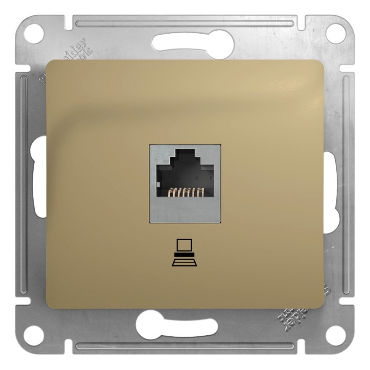 GLOSSA Розетка компьютерная RJ45 категория 5е в рамку титан GLOSSA Розетка компьютерная RJ45 категория 5е в рамку титан
