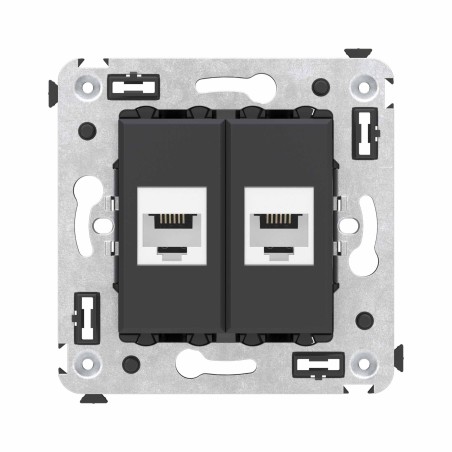 Avanti Телефонная розетка RJ-12 без шторки в стену двойная, Черный матовый