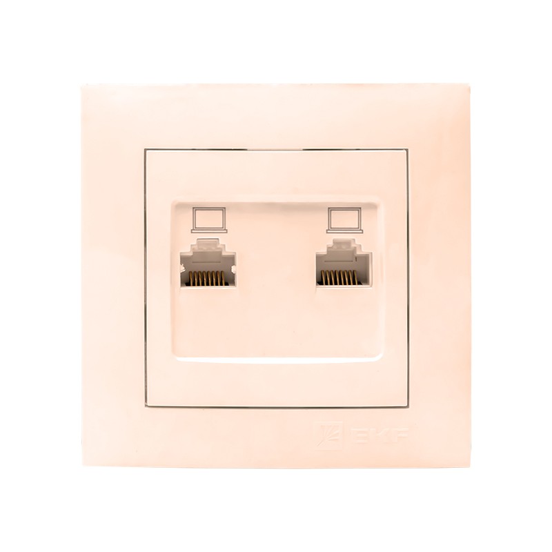 Валенсия розетка компьютерная RJ-45 2-местная кремовая
