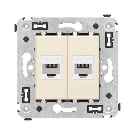 Avanti Компьютерная розетка RJ-45 без шторки в стену, кат.5е двойная, Ванильная дымка