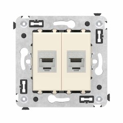 Avanti Компьютерная розетка RJ-45 без шторки в стену, кат.6А двойная экранированная, Ванильная дымка