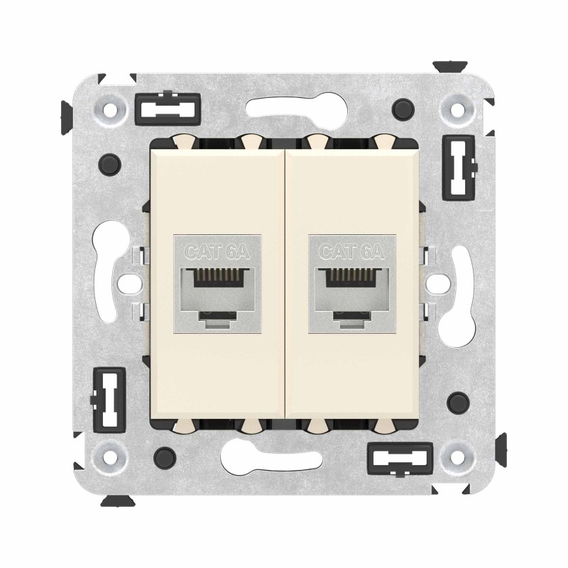 Avanti Компьютерная розетка RJ-45 без шторки в стену, кат.6А двойная экранированная, Ванильная дымка