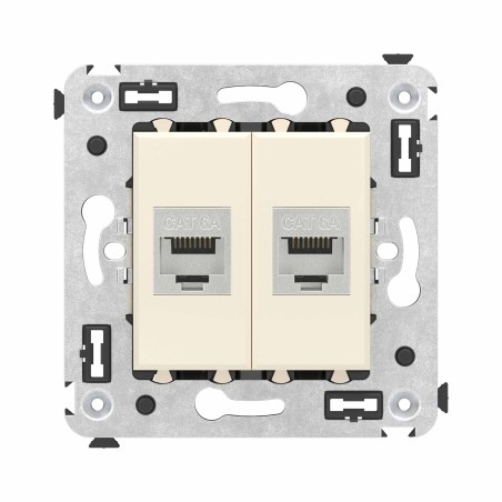 Avanti Компьютерная розетка RJ-45 без шторки в стену, кат.6А двойная экранированная, Ванильная дымка