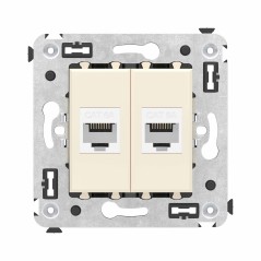 Avanti Компьютерная розетка RJ-45 без шторки в стену, кат.6А двойная, Ванильная дымка