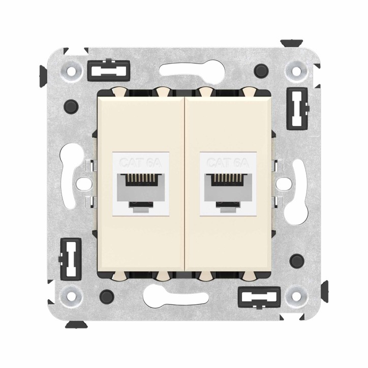 Avanti Компьютерная розетка RJ-45 без шторки в стену, кат.6А двойная, Ванильная дымка