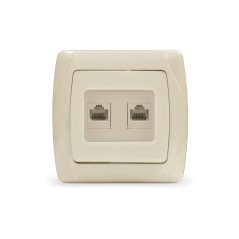 Маргарита розетка двухпортовая компьютерная RJ45, сл.кость (ivory) (еврослот)