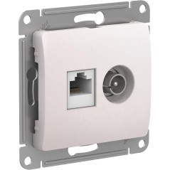 GLOSSA РОЗЕТКА двойная ТВ + компьютерная RJ45, кат. 5Е, ПЕРЛАМУТР