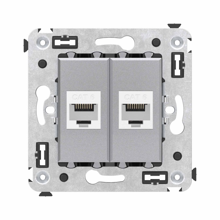 Avanti Компьютерная розетка RJ-45 без шторки в стену, кат.6 двойная, Закаленная сталь