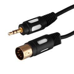 Шнур DIN 5 Pin - Stereo 3,5 мм, длина 1,5 метра (GOLD),