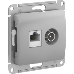 GLOSSA РОЗЕТКА двойная ТВ + компьютерная RJ45, кат. 5Е, АЛЮМИНИЙ