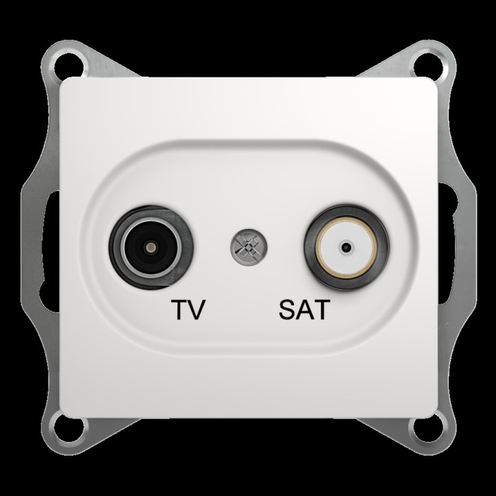 GLOSSA Розетка телевизионная TV-SAT проходная в рамку 4дБ белая GLOSSA Розетка телевизионная TV-SAT проходная в рамку 4дБ белая