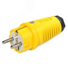 Вилка каб 16A/250V/2P+E/IP54 корпус желтый, маркер черный