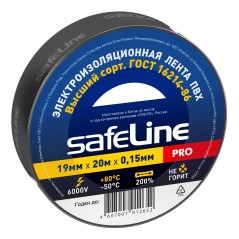 Изолента ПВХ черная 19мм 20м Safeline