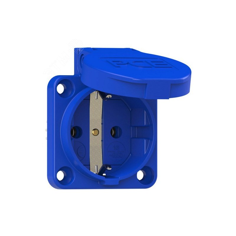 Розетка встраиваемая 16А/250V/2P+E/IP54 50x50 подкл. сзади синяя