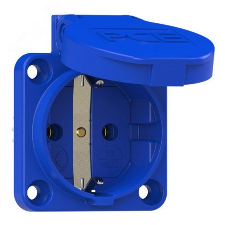 Розетка встраиваемая 16А/250V/2P+E/IP54 50x50 подкл. сзади синяя