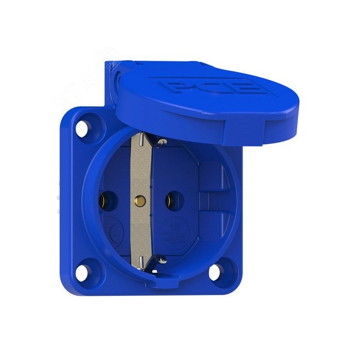 Розетка встраиваемая 16А/250V/2P+E/IP54 50x50 подкл. сзади синяя Розетка встраиваемая 16А/250V/2P+E/IP54 50x50 подкл. сзади синяя