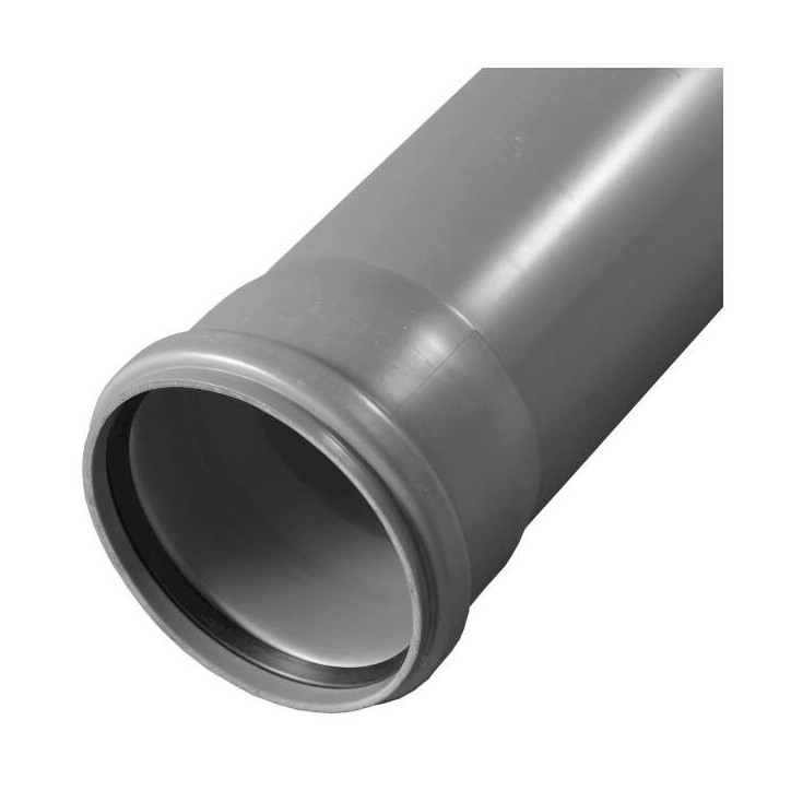 Труба канализационная 110x2000 мм, толщина 2.7, PP однораструбная, серая