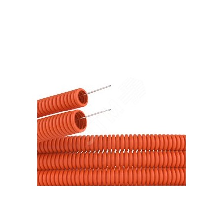 Труба гофрированная ПНД 16мм с протяжкой тяжелая оранжевая 100м