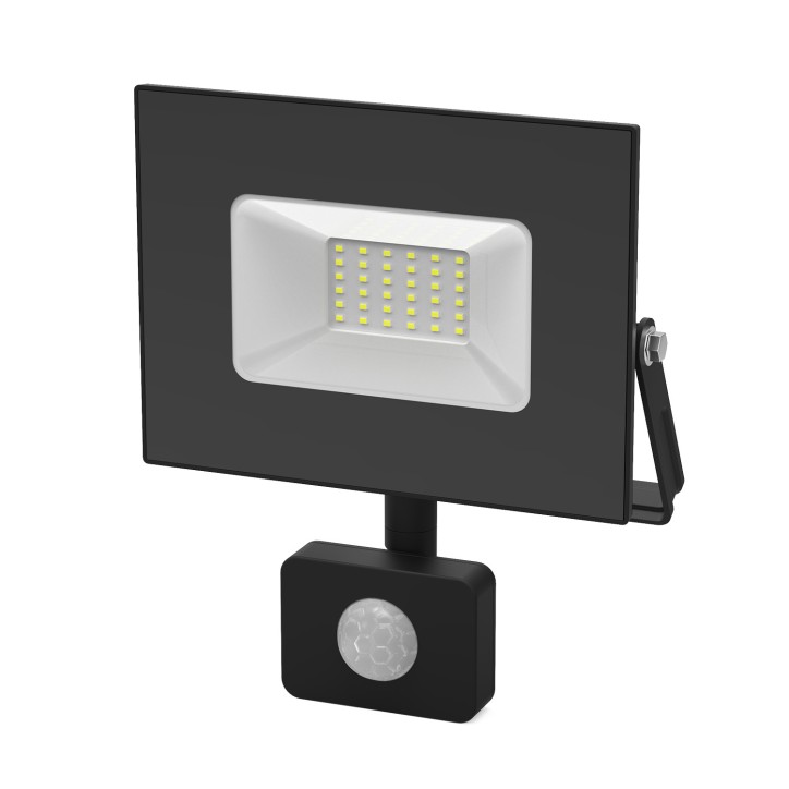 Прожектор светодиодный ДО 50 Вт 4750 лм 6500К AC 220В IP65 210х174х40мм с датчиком движения Elementa Прожектор светодиодный ДО 50 Вт 4750 лм 6500К AC 220В IP65 210х174х40мм с датчиком движения Elementa