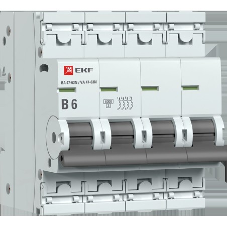 Автоматический выключатель 4P 6А (B) 6кА ВА 47-63N EKF PROxima