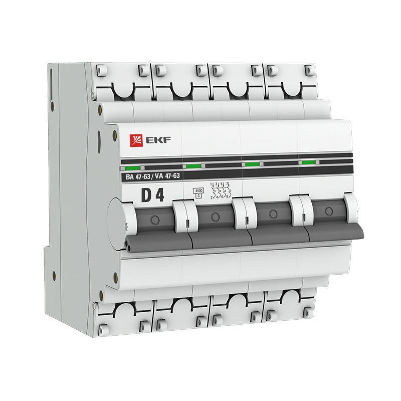 Автоматический выключатель ВА 47-63, 4P 4А (D) 4,5kA EKF PROxima