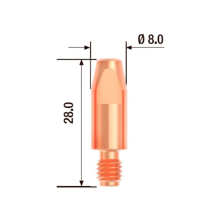 Наконечник контактный M6х28 мм ECU D 0.9 мм (25 шт.)