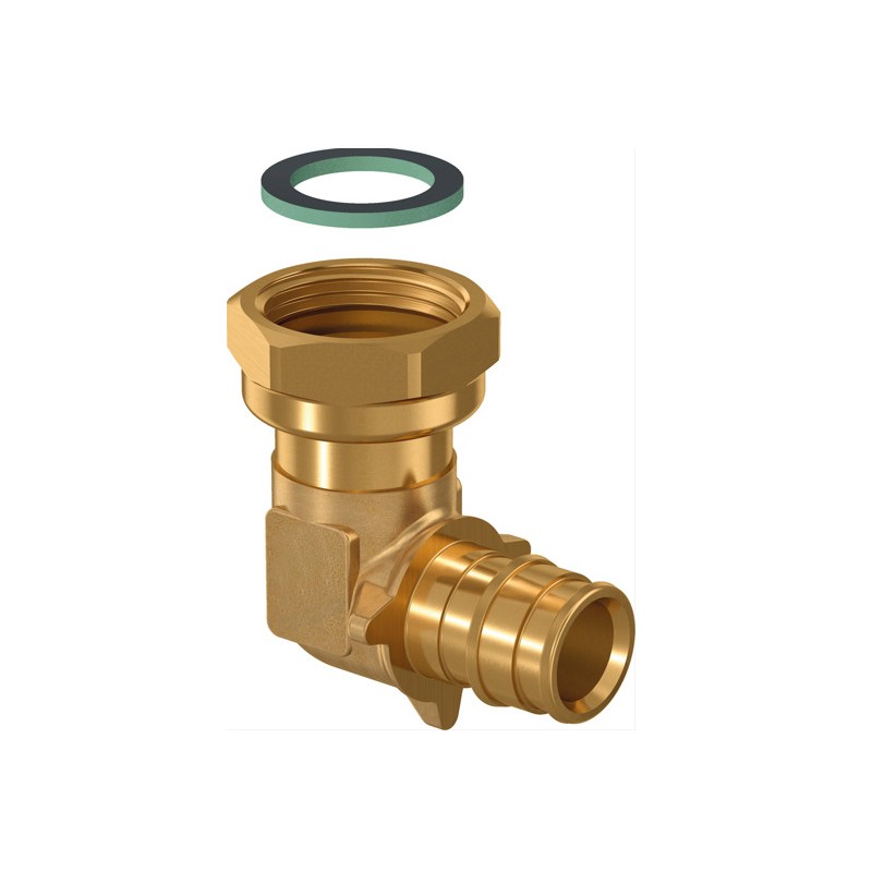 Угольник ВР 20x1/2' с накидной гайкой, аксиальный, латунный