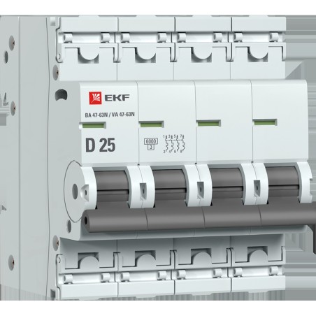 Автоматический выключатель 4P 25А (D) 6кА ВА 47-63N EKF PROxima