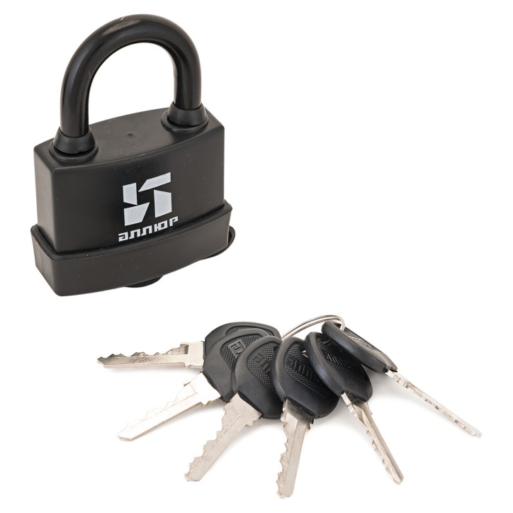 Замок навесной всепогодный с увеличенным количеством ключей, АЛЛЮР ВС1Ч-376П черный Замок навесной всепогодный с увеличенным количеством ключей, АЛЛЮР ВС1Ч-376П черный