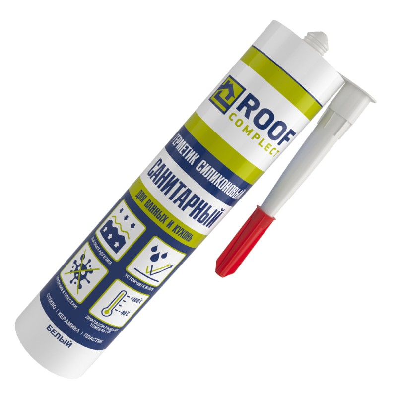 Герметик силиконовый санитарный Roof Complect белый (260мл)