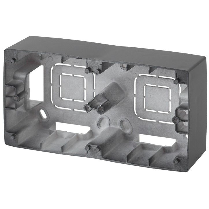 Коробка наклад. монтажа 2 поста, Эра12, графит 12-6102-12