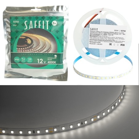 SST02 SAFFIT 120SMD(2835)/м 9.6Вт/м 12V 5000*8*1.22мм 4000К, IP20