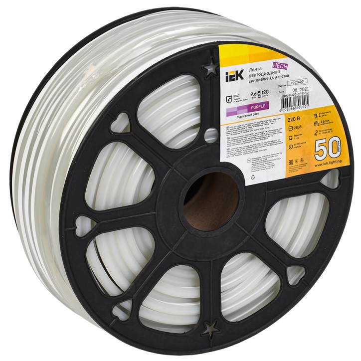 Лента светодиодная ''неон'' 50м LSR-2835P120-9,6-IP67-220В IEK Лента светодиодная ''неон'' 50м LSR-2835P120-9,6-IP67-220В IEK