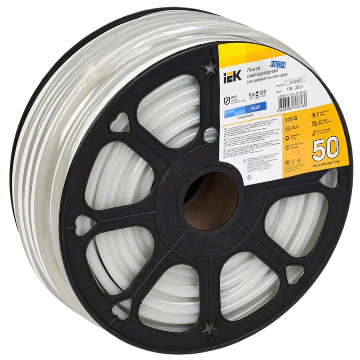Лента светодиодная ''неон'' 50м LSR-2835B120-9,6-IP67-220В IEK Лента светодиодная ''неон'' 50м LSR-2835B120-9,6-IP67-220В IEK
