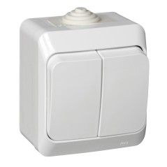 ЭТЮД Выключатель двухклавишный наружный IP44 белый