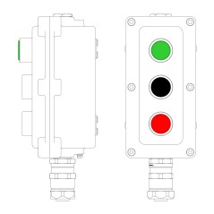 Взрывонепроницаемый пост управления из алюминия LCSD-03-B-MB-L1G(220)x1-P1B(11)x1-P1R(11)x1-PBMB-KAEPM2MHK-20