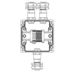 Взрывозащищенная клеммная коробка из полиэстера TBE-P-03-(2xCBC.2-2xCBC.2(i)-2xTEO.2)-2xKAEPM2MHK-20(A)-1xKAEPM2MHK-20(C)1Ex e I