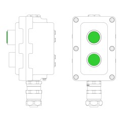 Взрывонепроницаемый пост управления из алюминия LCSD-02-B-MB-L1G(220)x1-P1G(11)x1-PBMB-ANP15BMB